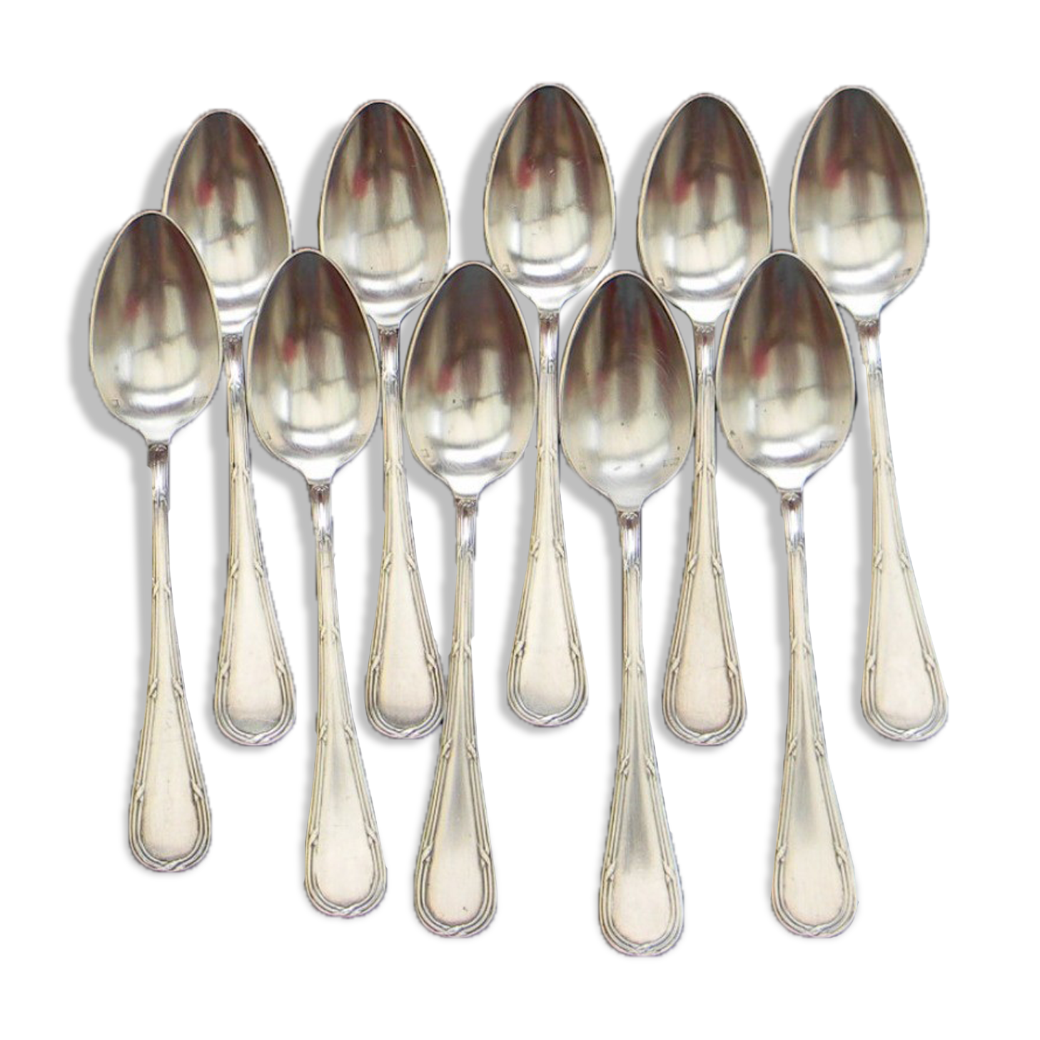Set of 10 teaspoons in silver metal argit
