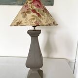 Turned wood lamp