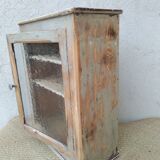 Antique wooden bathroom cabinet patinated