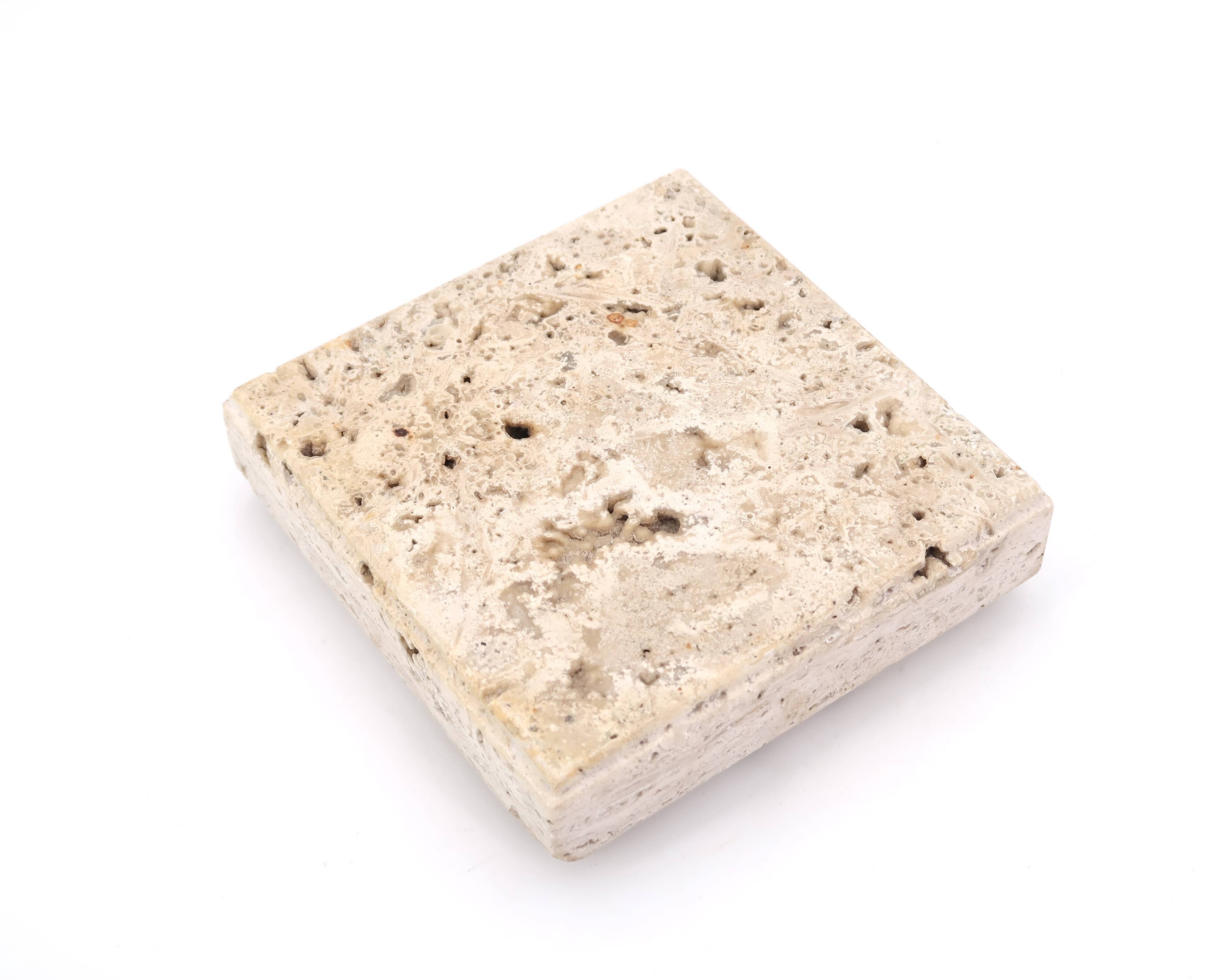 Square travertine ashtray, 1970s