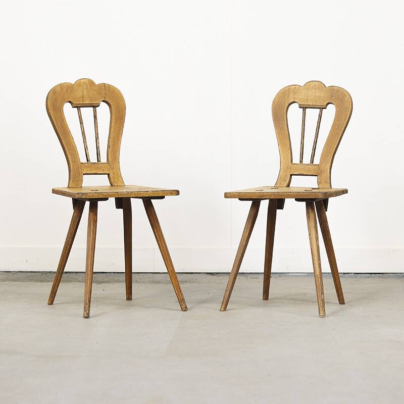 19th century antique painted primitive mountain chairs