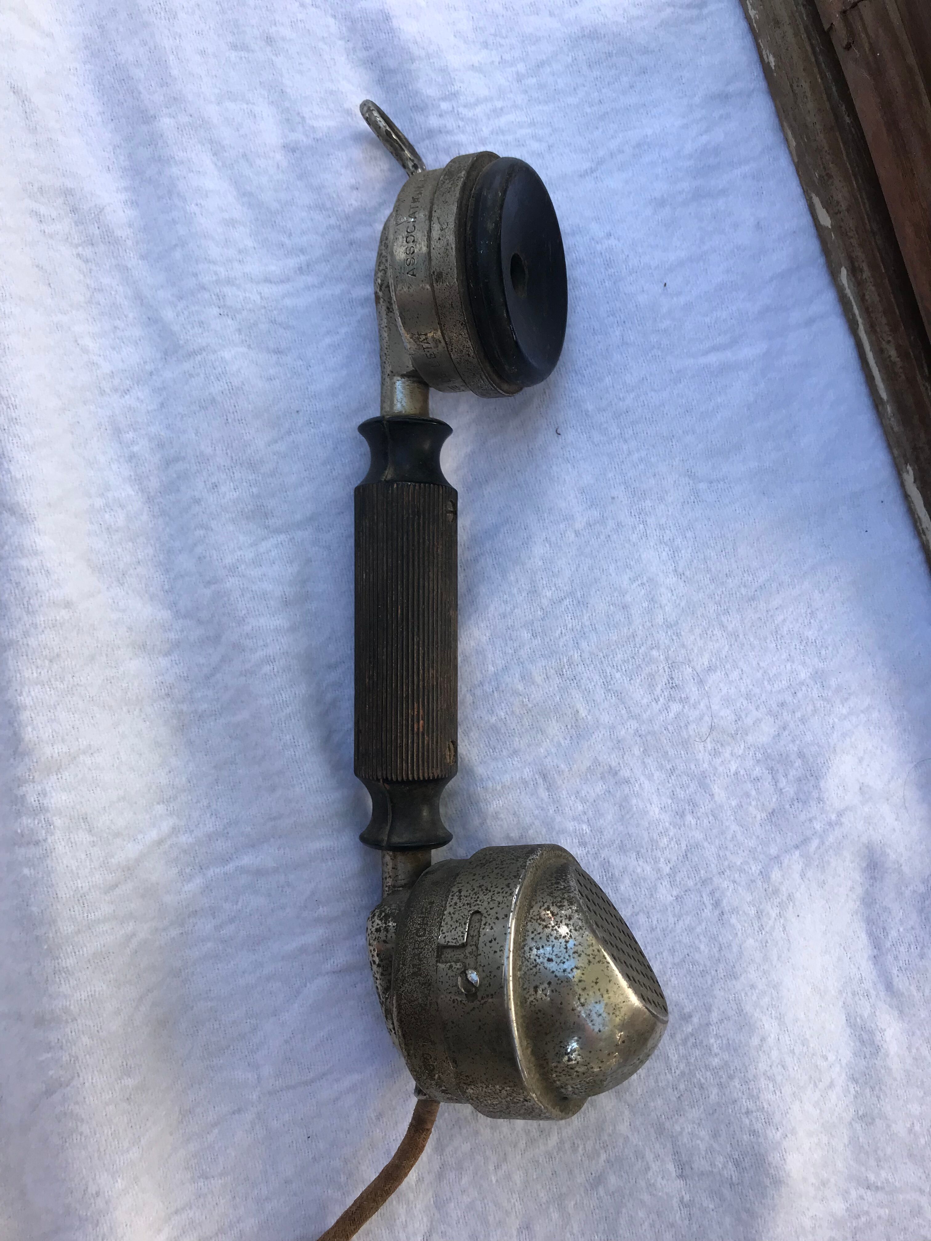 Wooden wall telephone, old, 1930