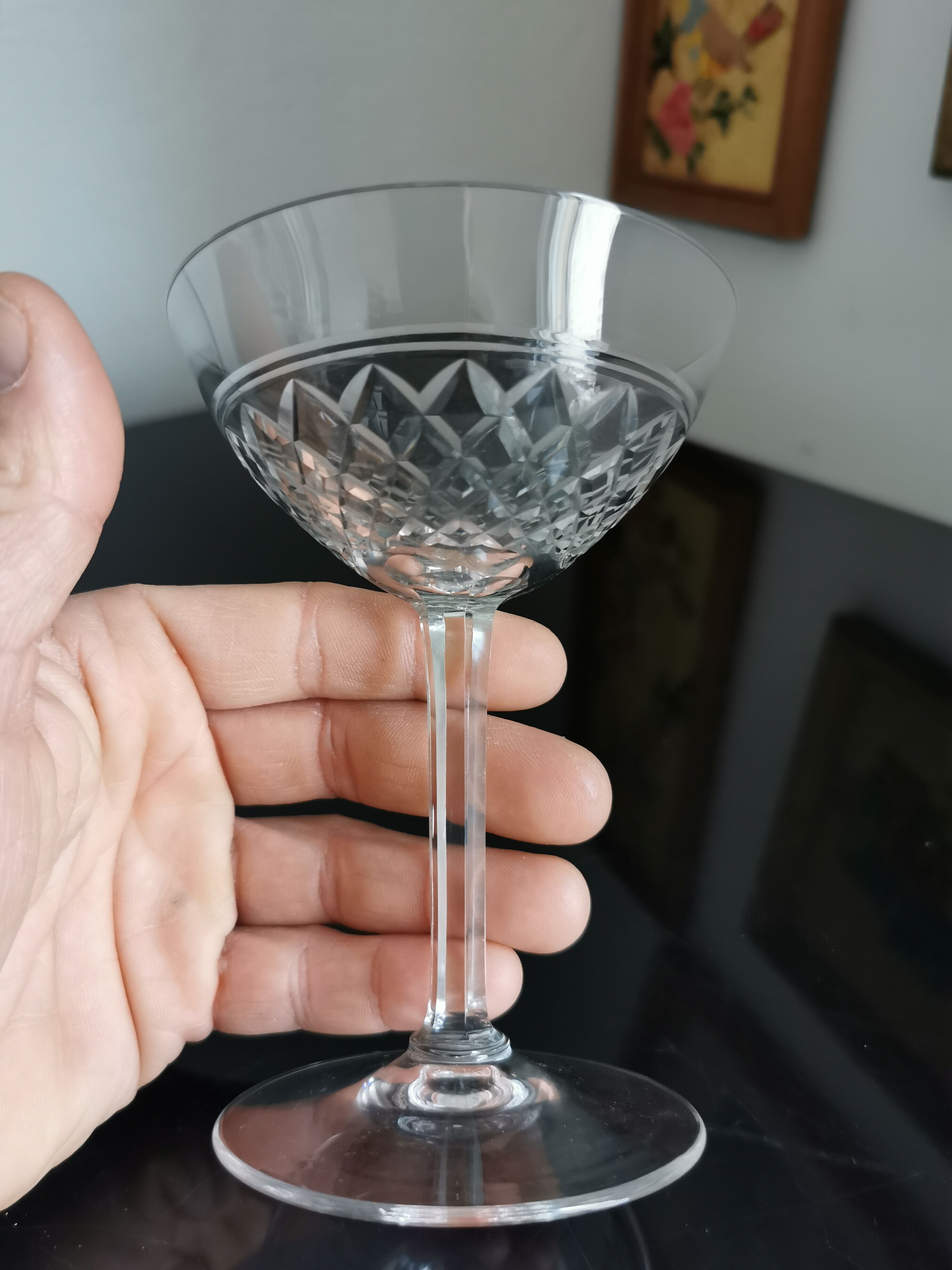 12 coupes cristal gravé vintage