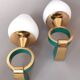 Pair of sconces in gilded brass and Art Deco lacquered