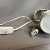 White ceramic table lamp with half lampshade