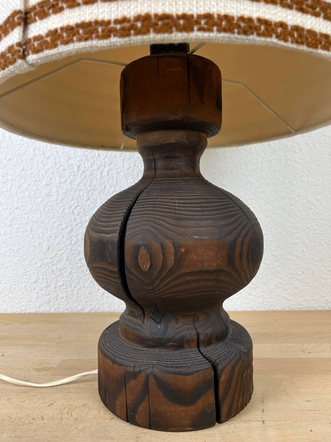 Brutalist wooden lamp from the 1970s by Temde