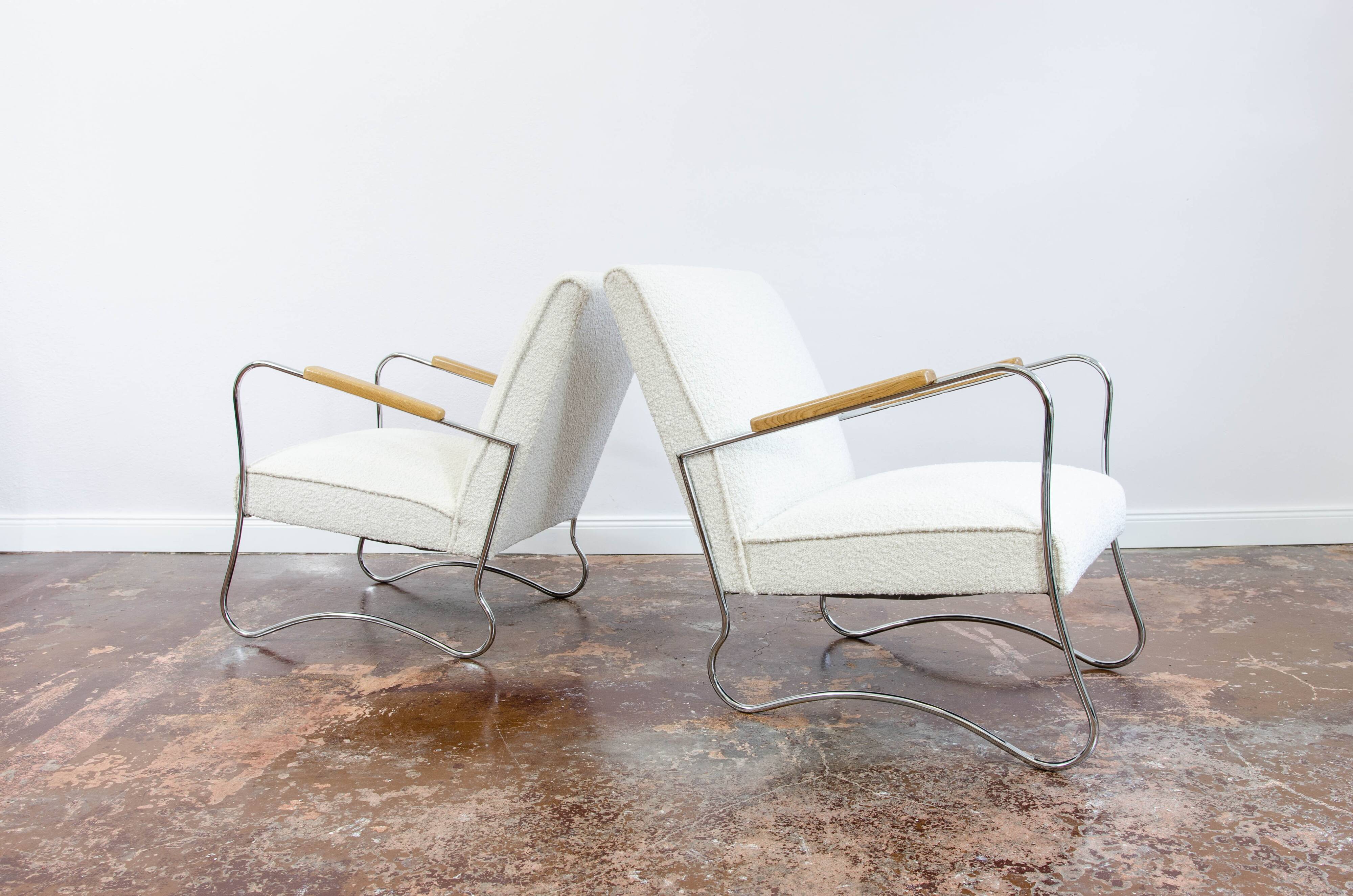 Bauhaus style armchairs, 1950s, Poland, set of 2