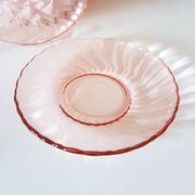 6 Rosaline LUMINARC pink glass tea cups and saucers made in France