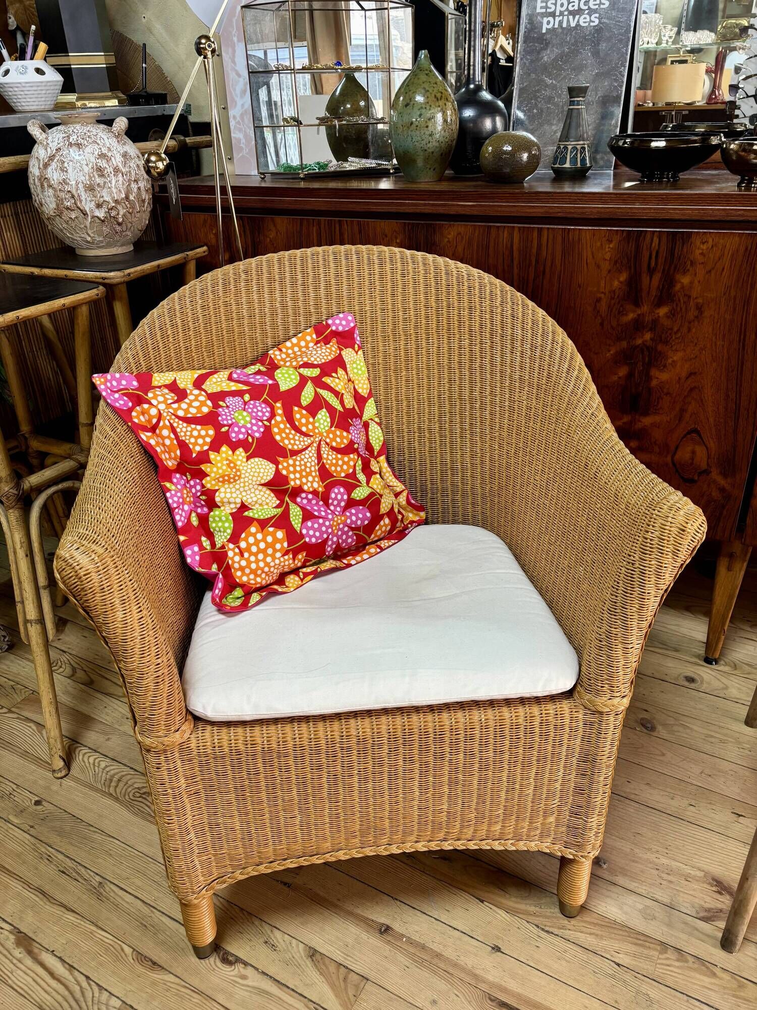 Fauteuil rotin Lloyd Loom 1980