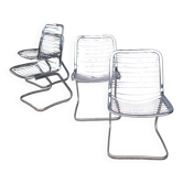 Set of four chrome metal chairs 1970