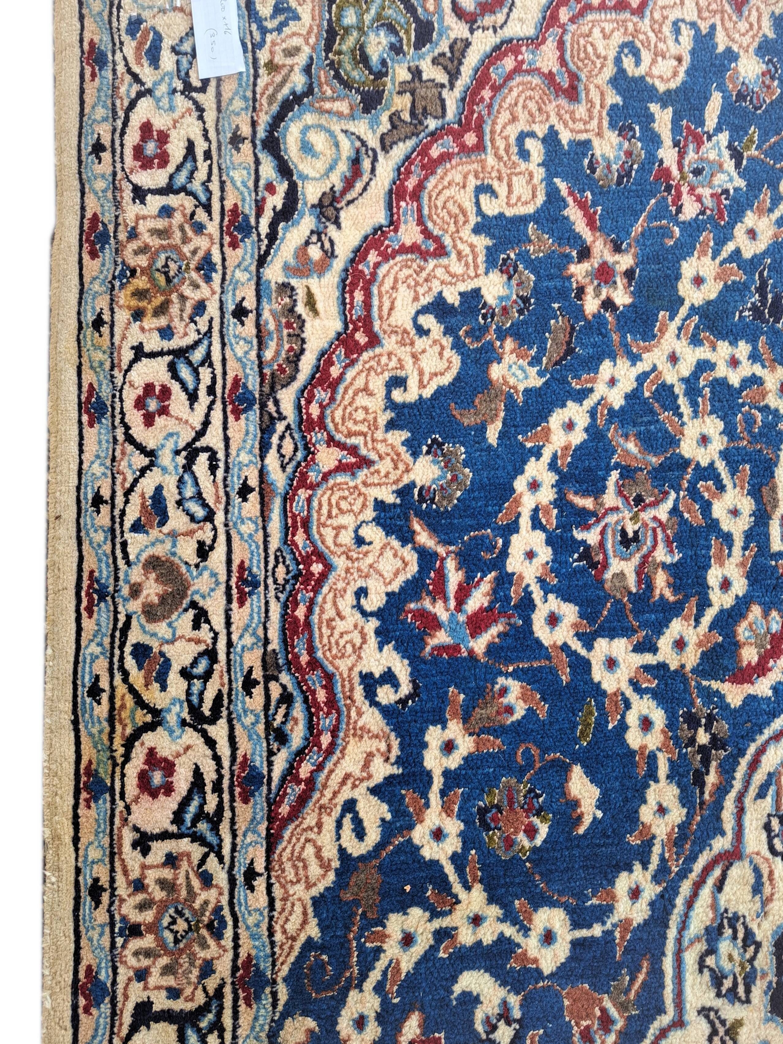 Nain carpet, floral patterns, blue and red, 116x200cm, Iran