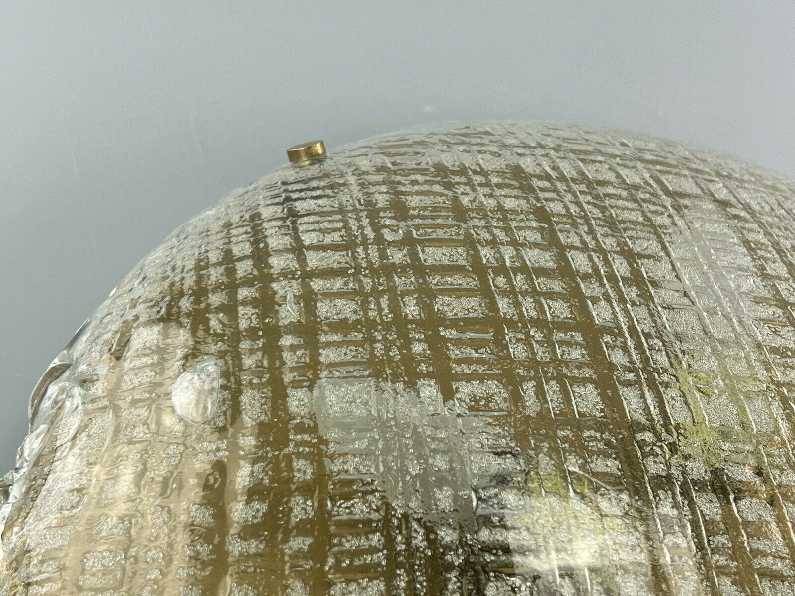 60s 70s lamp light plafoniere flush mount ice glass hillebrand 60s