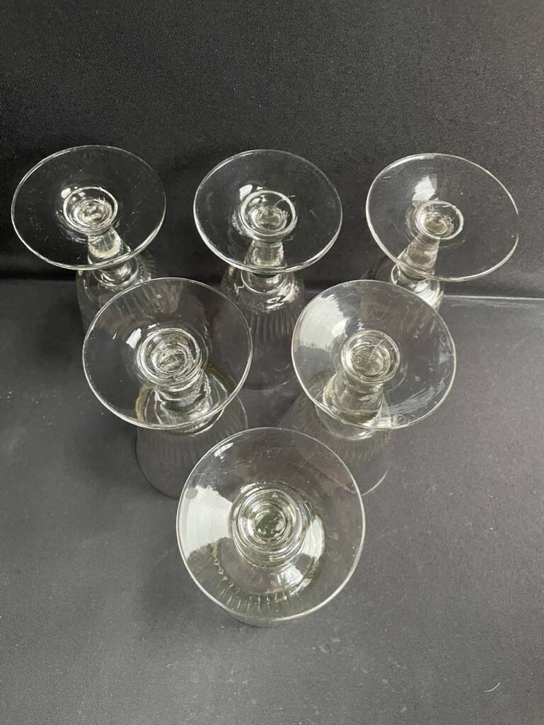 6 large blown and cut glasses from the 19th century