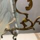 Italian art deco bronze and etched glass pendant lamp