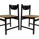 4 vintage dining room chairs with braided seat in wenge wood, 1970s