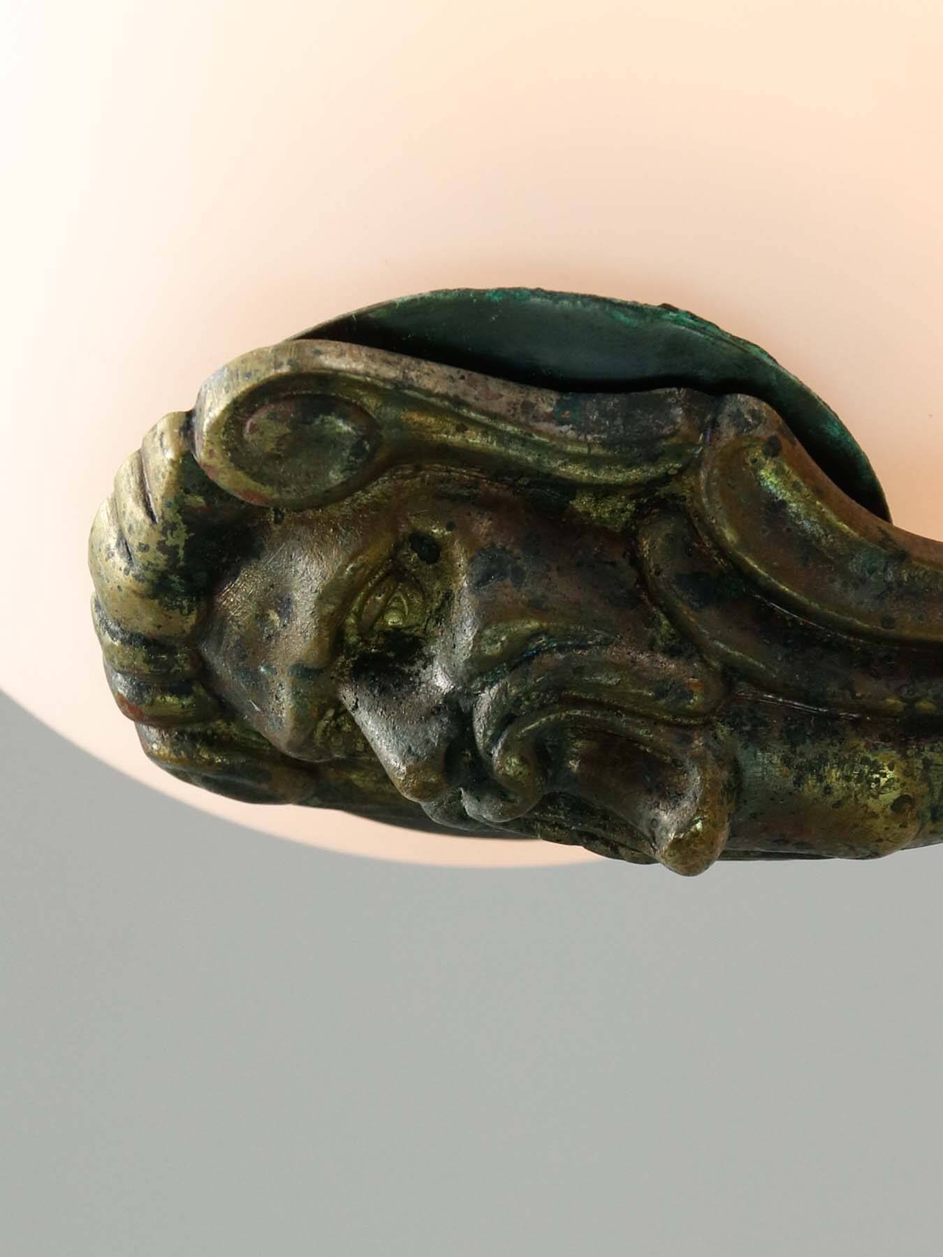 Art Deco French Brass Figural Chandelier, 1930