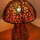 Large mushroom lamp in woven rattan