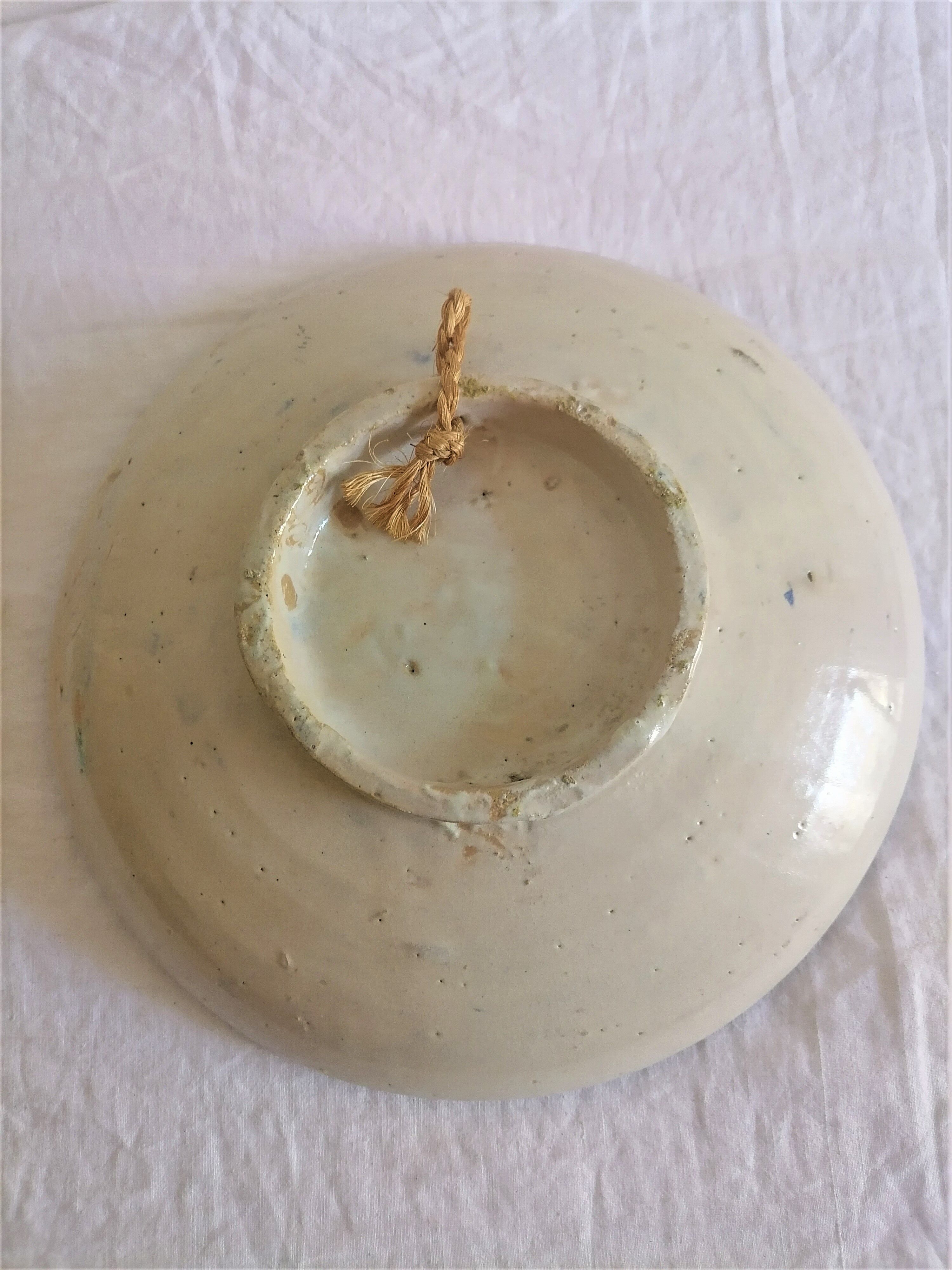 Ancien grand plat oriental en céramique, année 50