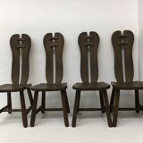 Set of 4 Belgian Brutalist Dining Chairs from De Puydt, 1970’s