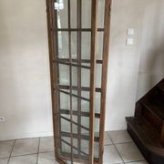 Paravent ancien en chêne massif et verre 