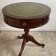Antique Mahogany and Leather Side Table on Casters