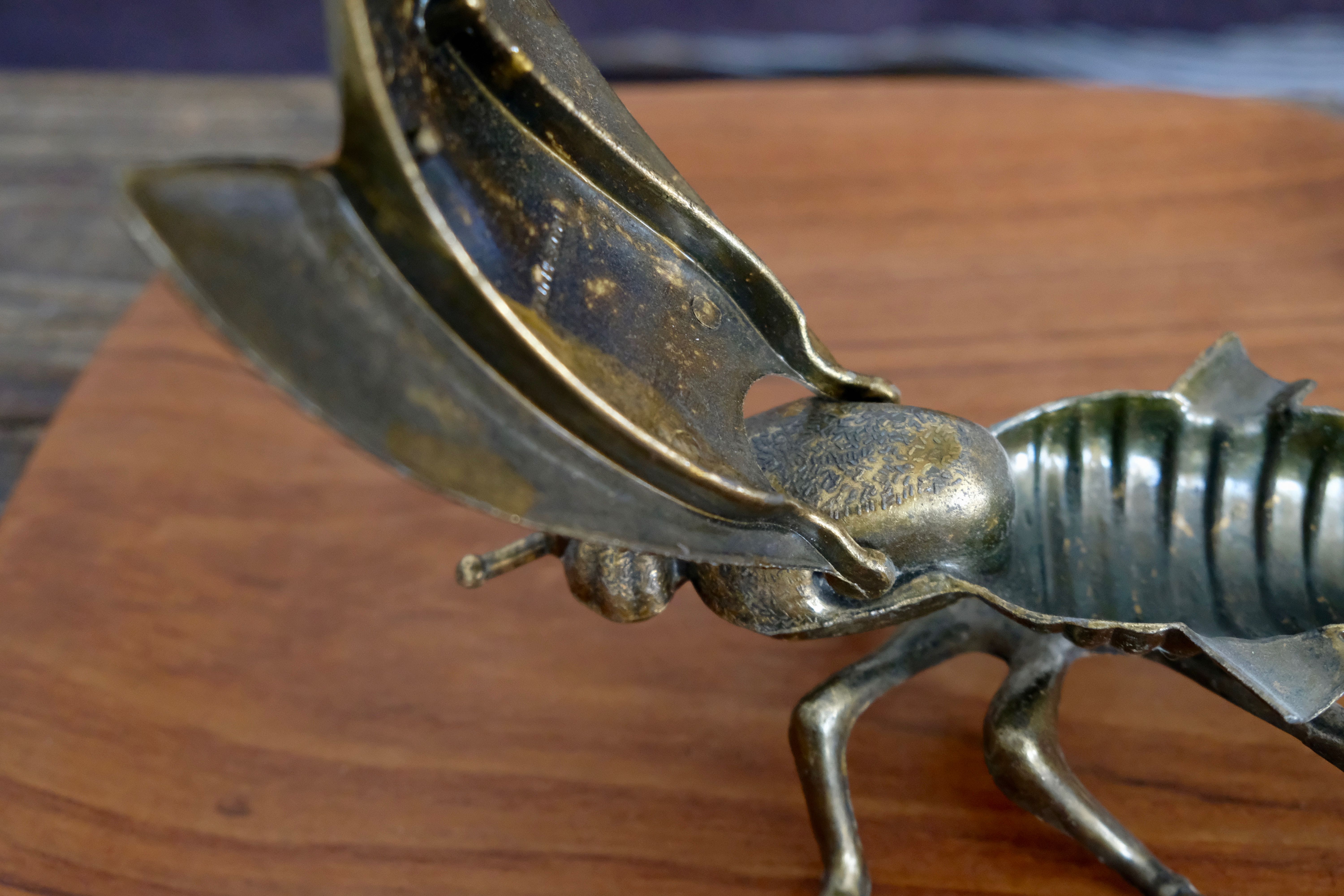 Vintage brass fly ashtray 1970