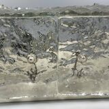 1960s 1970s Ice Glass Flush Mount Plafoniere by Kalmar Franken KG Austria