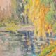 Les arbres sur la berge - huile sur panneau post-impressionniste