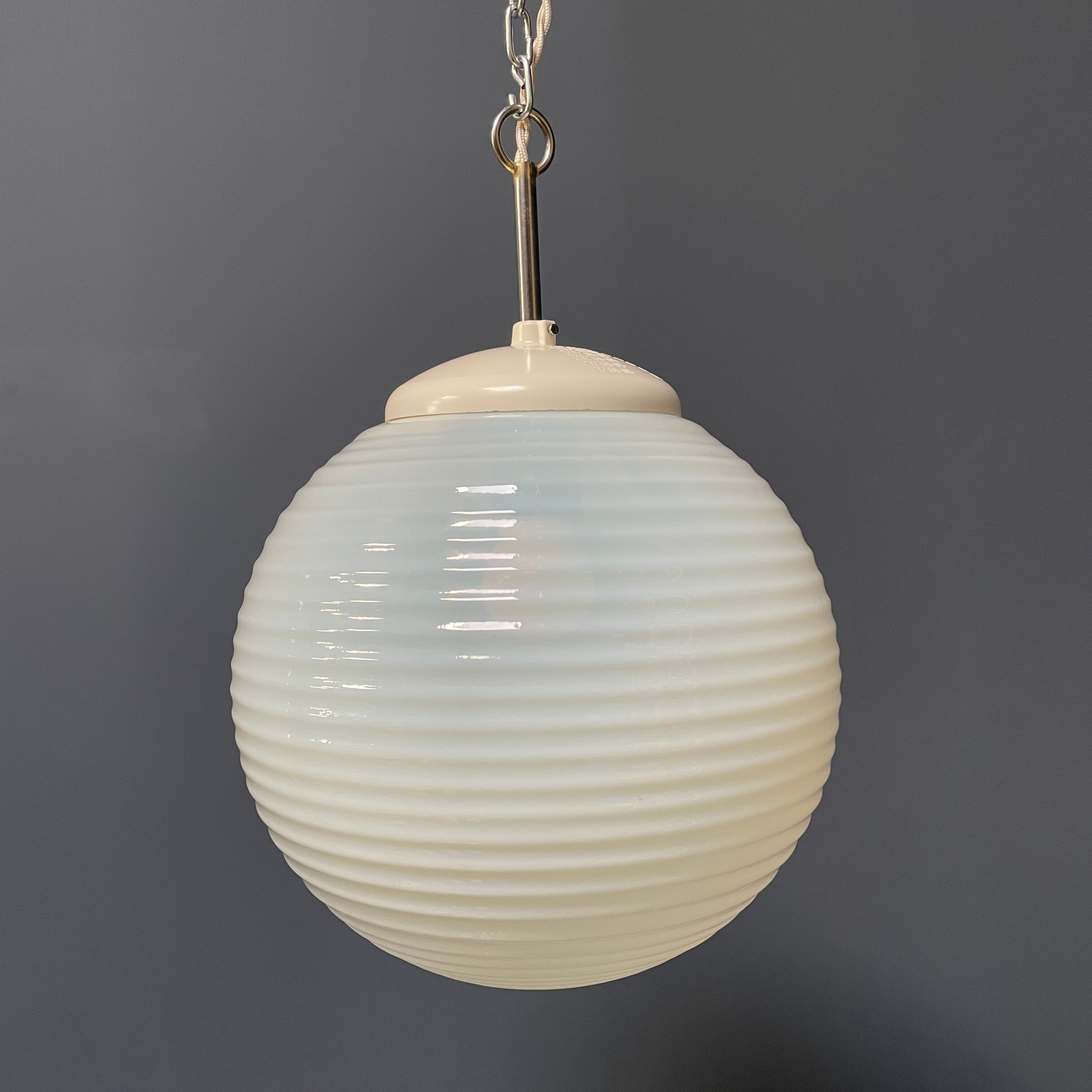 Mother of pearl opaline glass pendant lamps from the 1960s