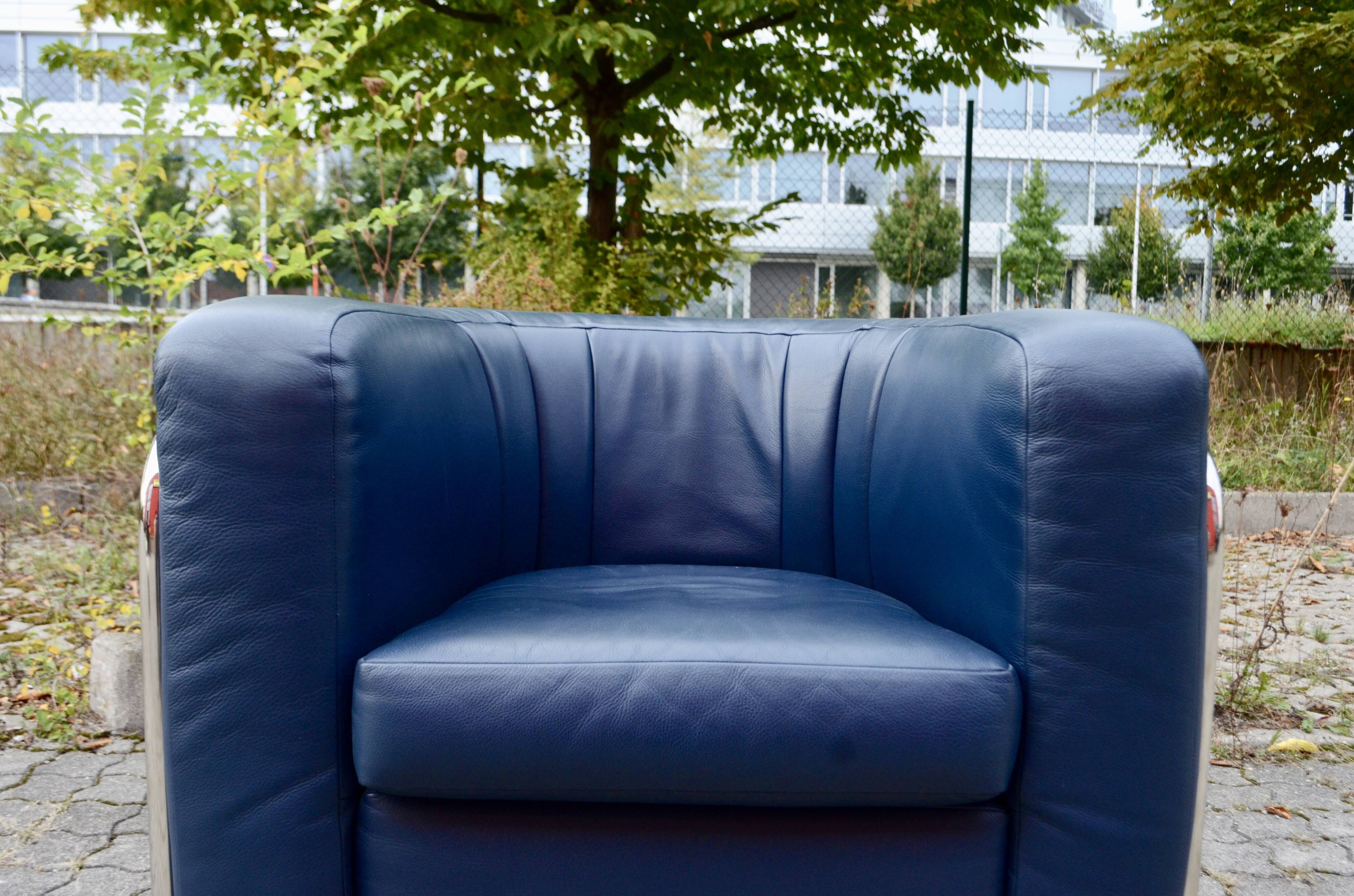 Zanotta Onda set Sofa & 2 Chairs blue leather