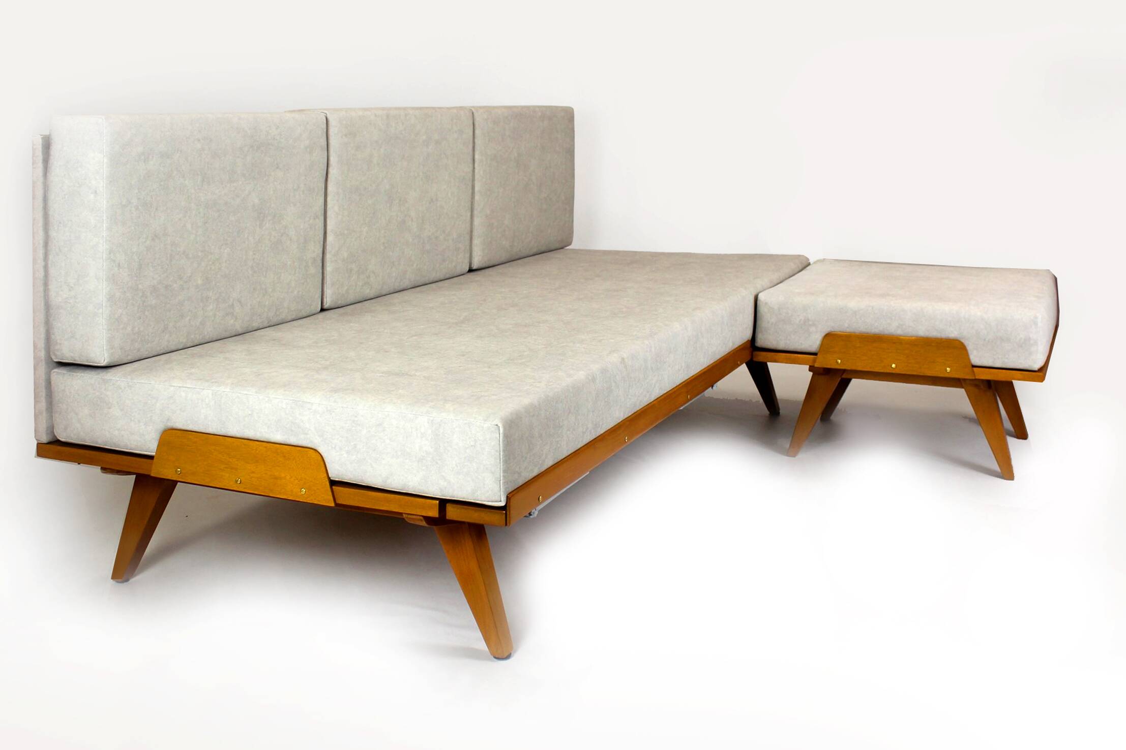 Restored Vintage Modular Corner Sofa Bed with Ottoman, 1960s