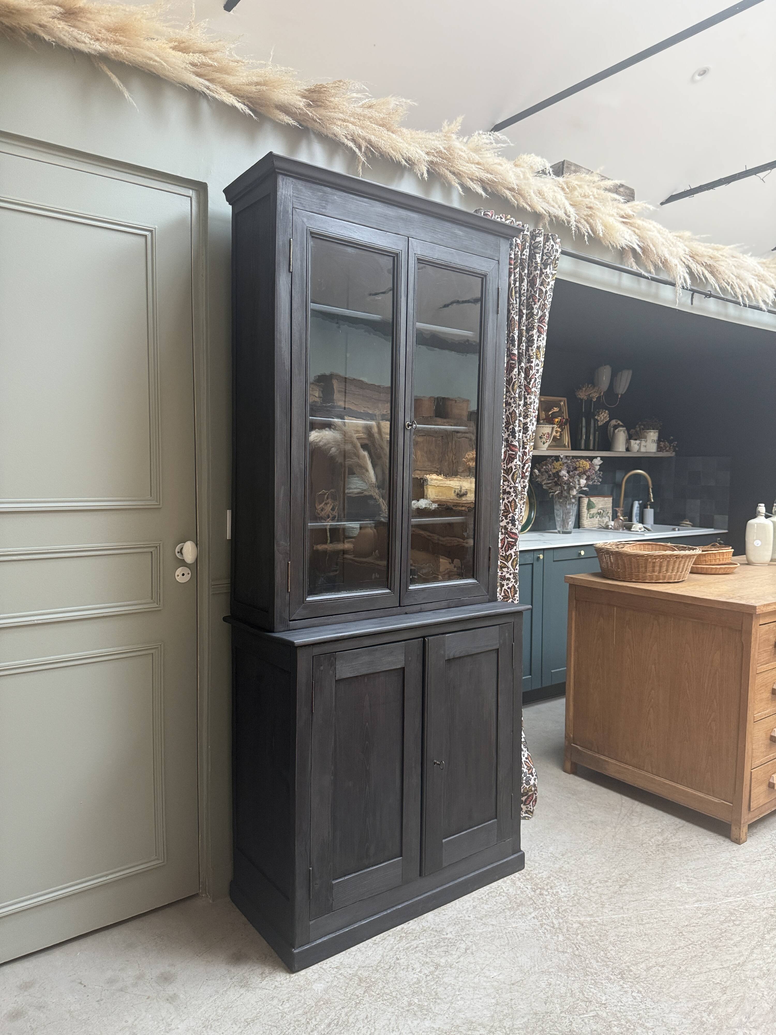 Two-body antique black sideboard (renovated)