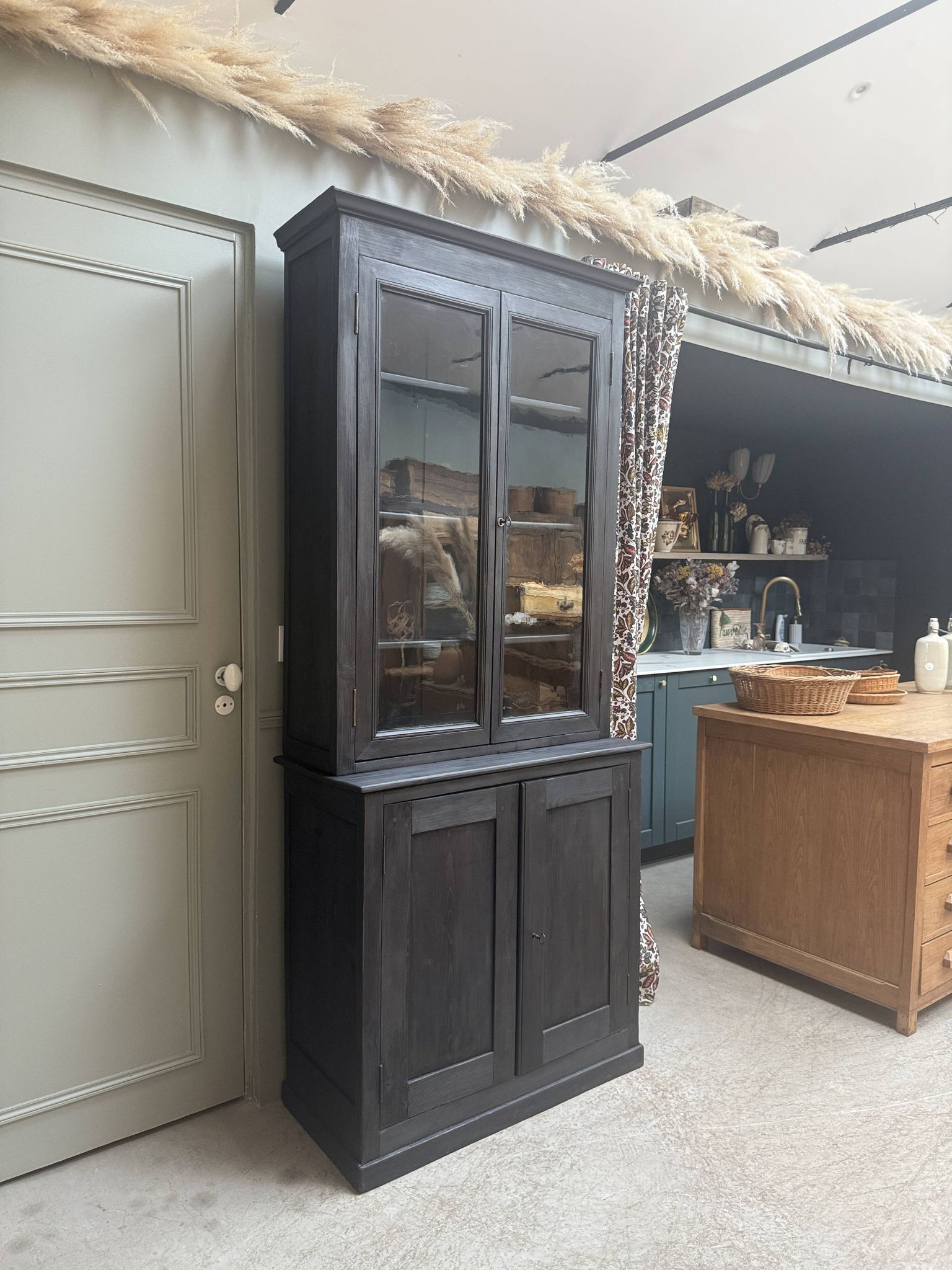 Buffet deux corps ancien noir (rénové)