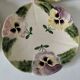 4 barbotine plates with pansies H. Boulenger Choisy-le-Roi