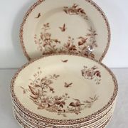 11 deep plates Terre De Fer Gien model Mai circa 1900