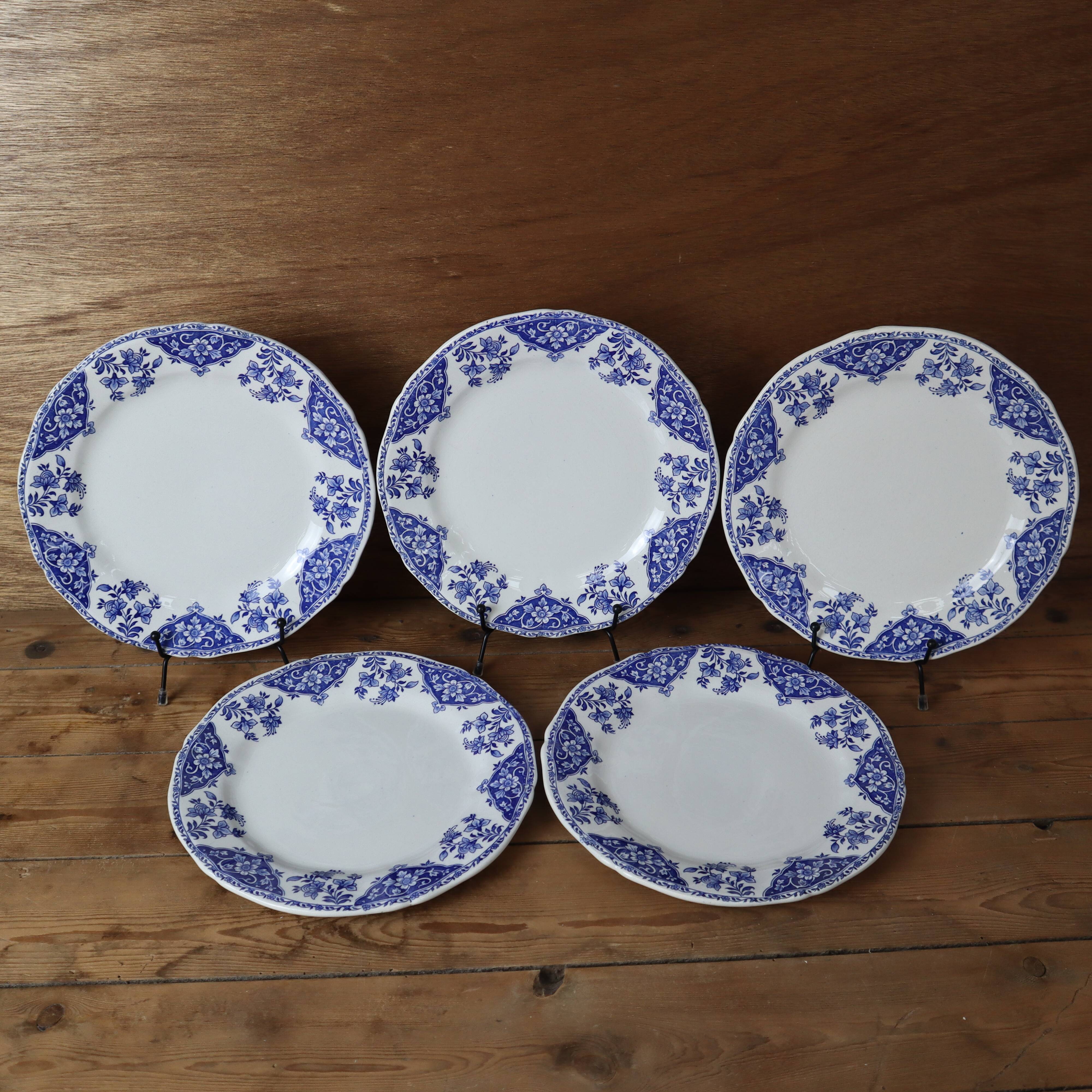 5 large dessert plates in old Gien earthenware