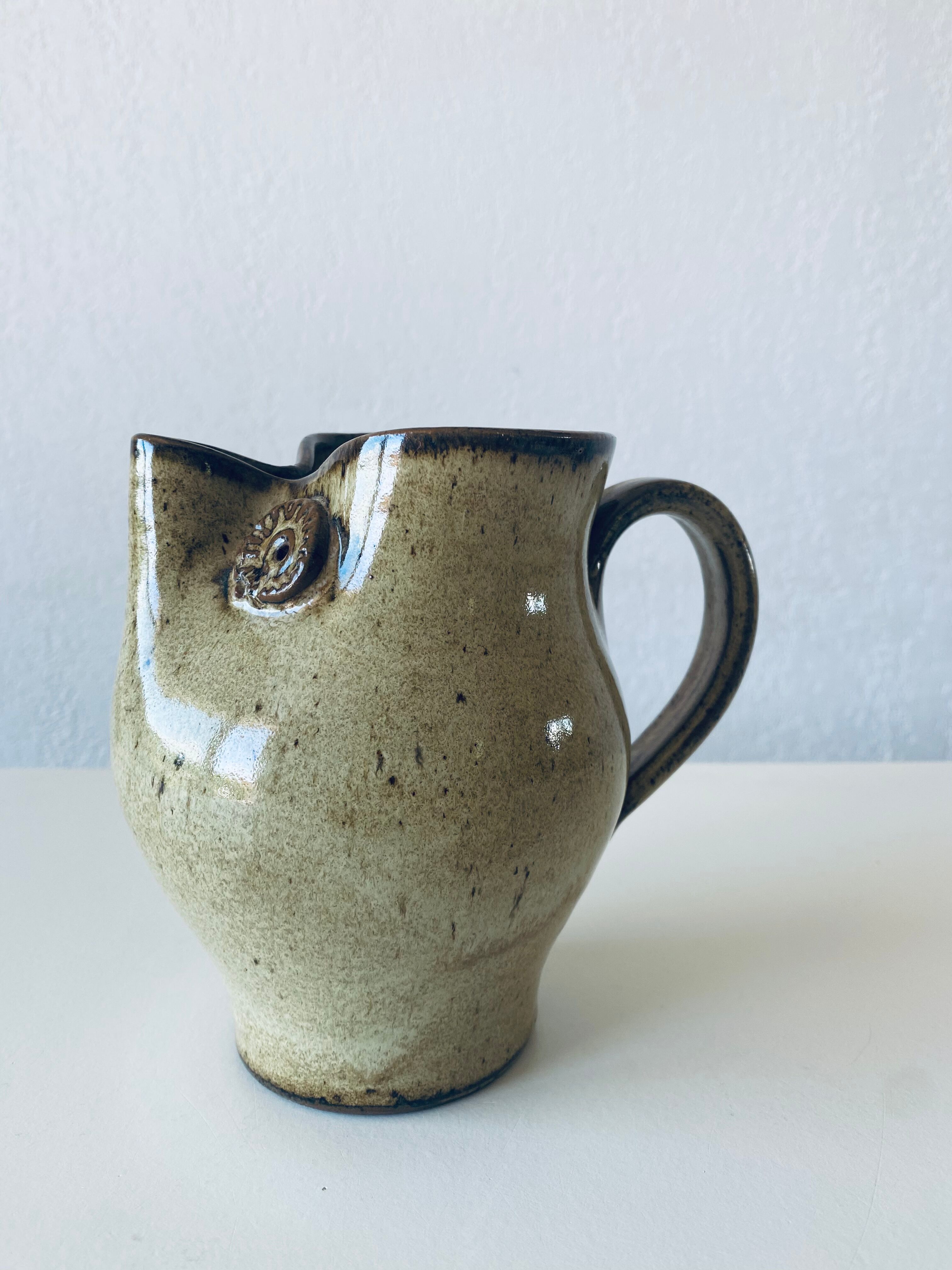 Pichet zoomorphe hibou en grès vintage