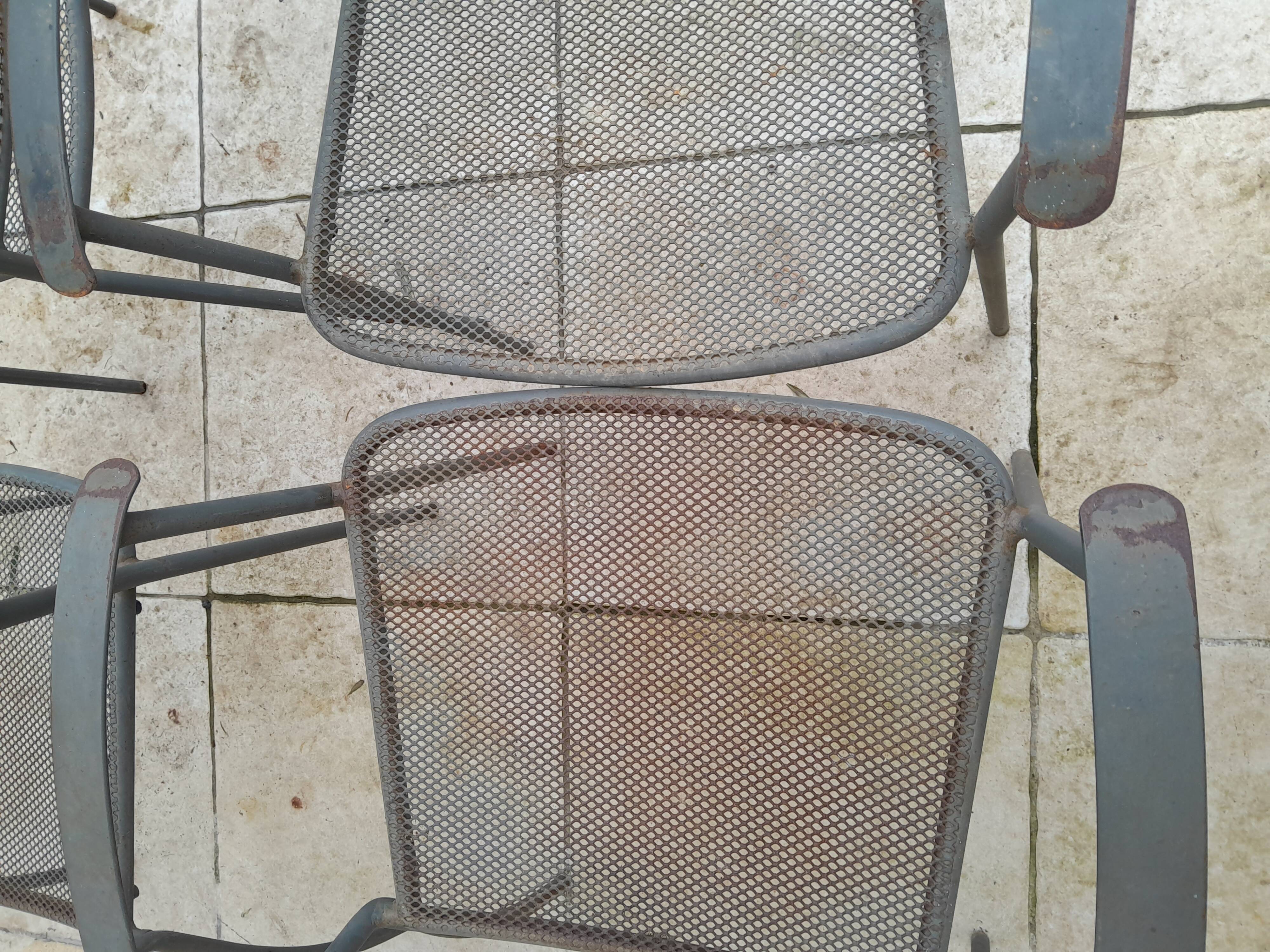 6 vintage garden armchairs iron metal chairs