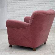 1960s, Danish relax armchair, furniture velour, oak wood.