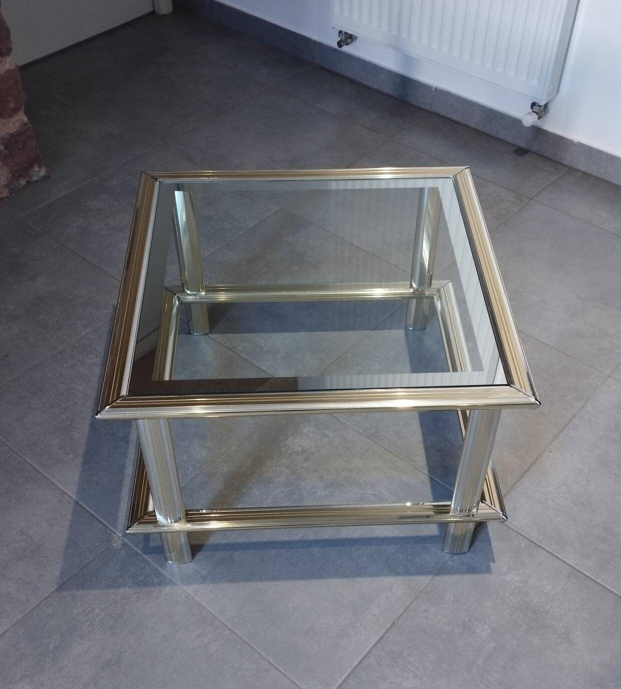 Vintage coffee table 1960s/1970s chrome and gold - Lancel house