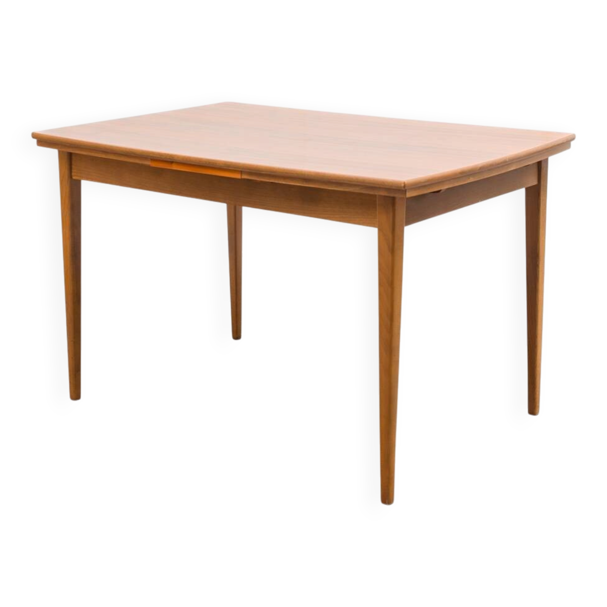 Dining table, 1960s, in walnut, slightly elliptical shape.