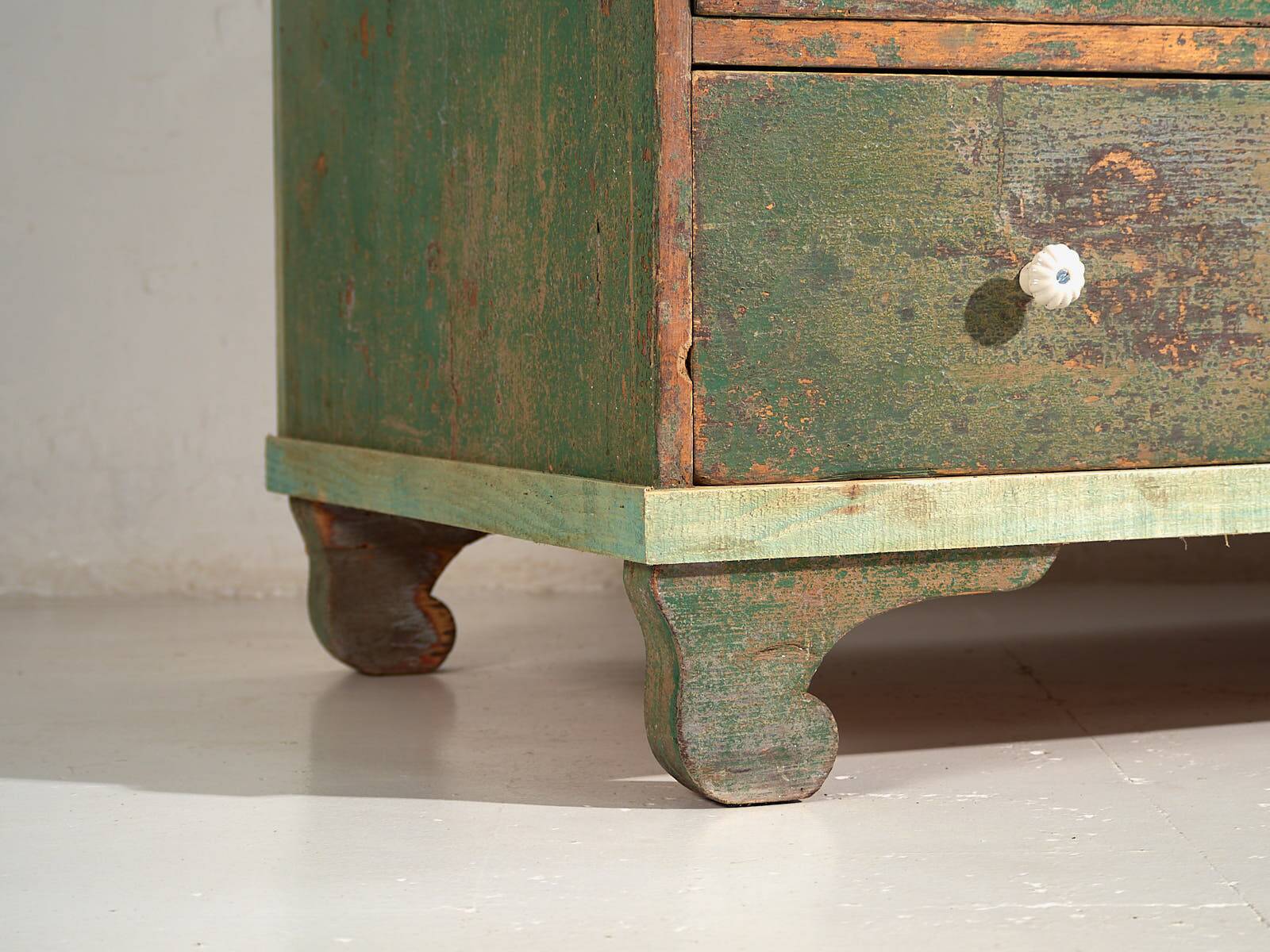 Large antique chest of drawers with green patina (c.1940) #62