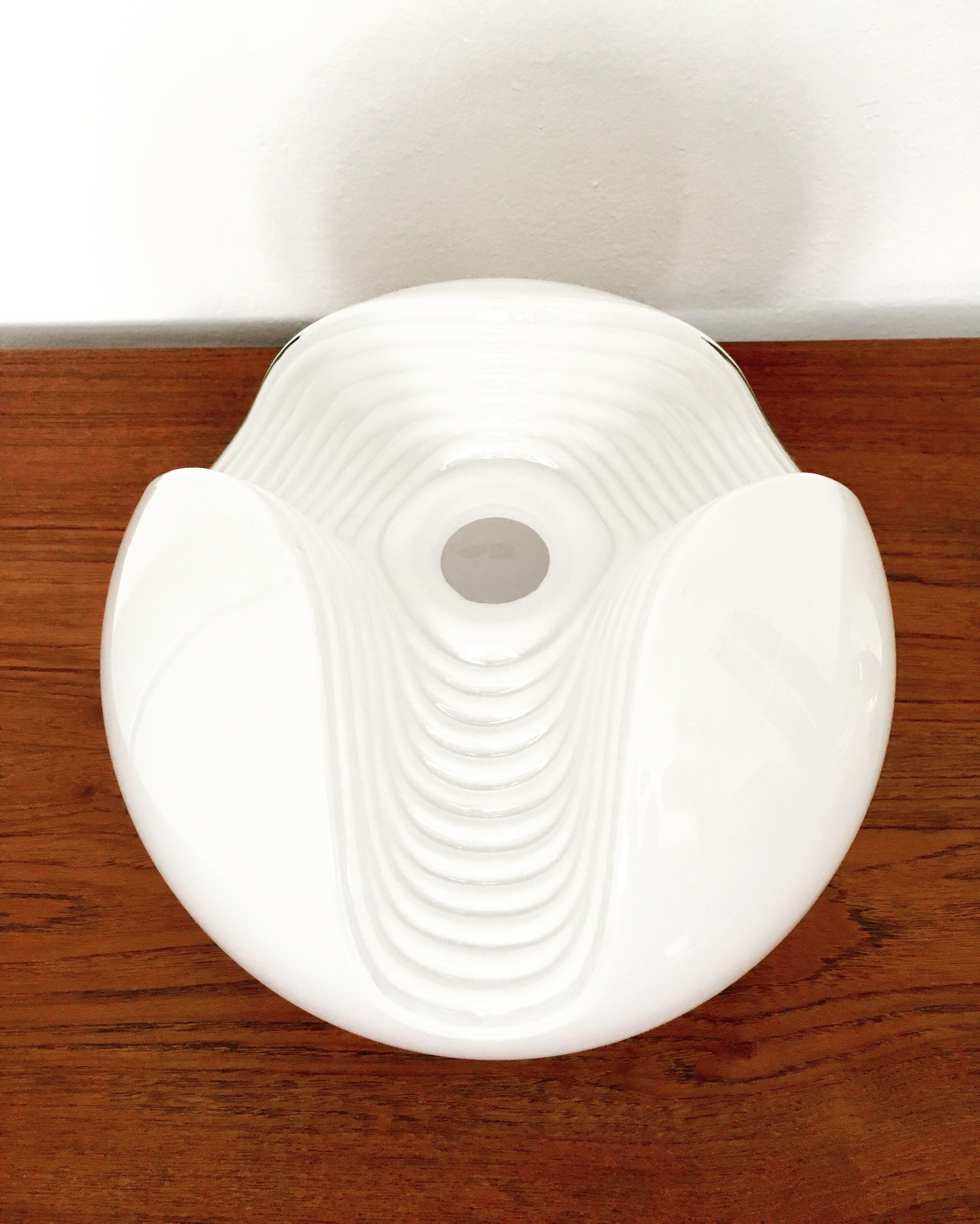 White glass Wave pendant lamp by Koch and Lowy for Peill and Putzler