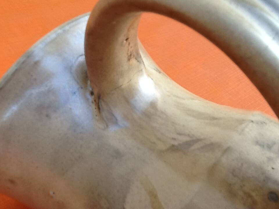 1960s Glazed terracotta pitcher with floral decoration