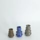 Small collection vases, mid-century modern Scandinavian, in glossy brown and blue stoneware, set of 3.