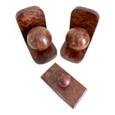 Walnut bookends + vintage blotting paper
