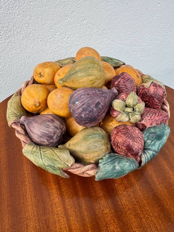 Corbeille à fruits trompe l’œil, Portugal années 70