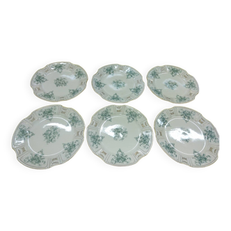 Lot de six assiettes plates en faïence de Gien 1930