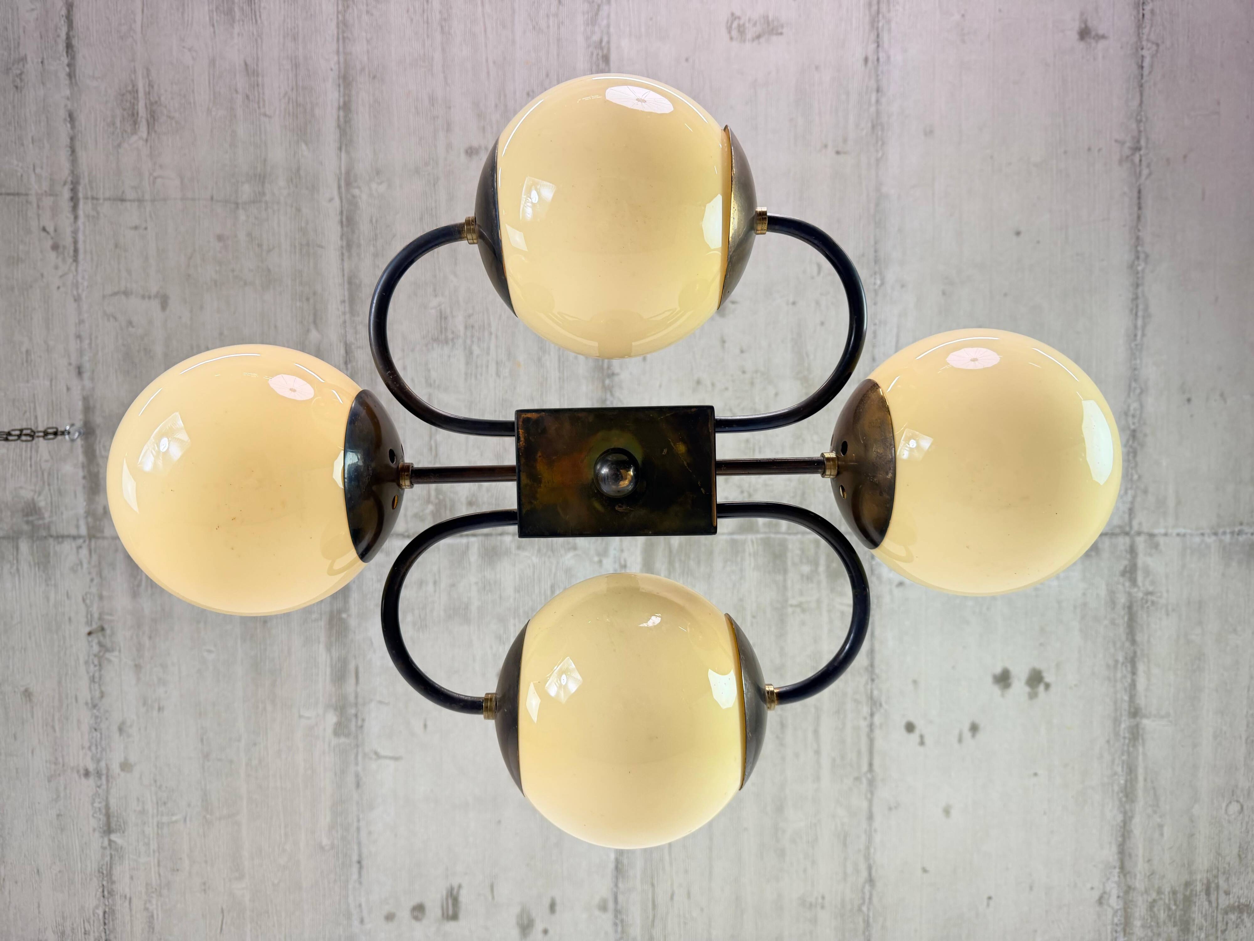 Czechoslovak rondocubist / Geometric Art Deco pendant lamp