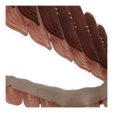 Italian Suspension Lamp with Gold Metal Structure and Red and Pink Murano Glass